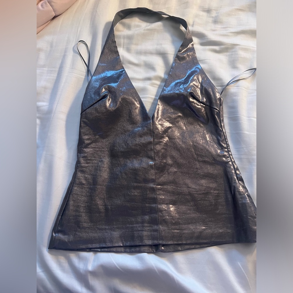 Zara foil halter top size medium